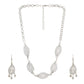 Silver Colour Oval Necklace and Earrings for Girls and Women