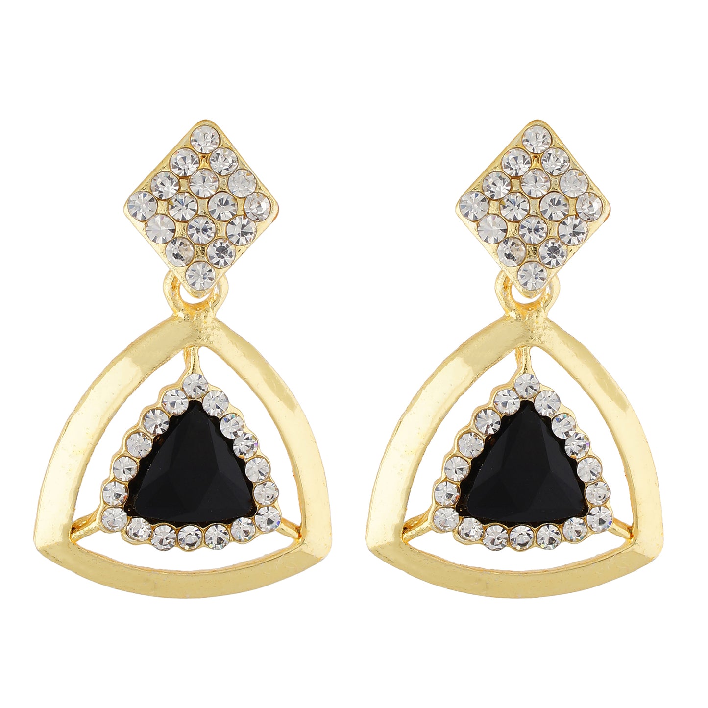 Incredible Black and Gold Colour Triangular Design Earring for Girls and Women