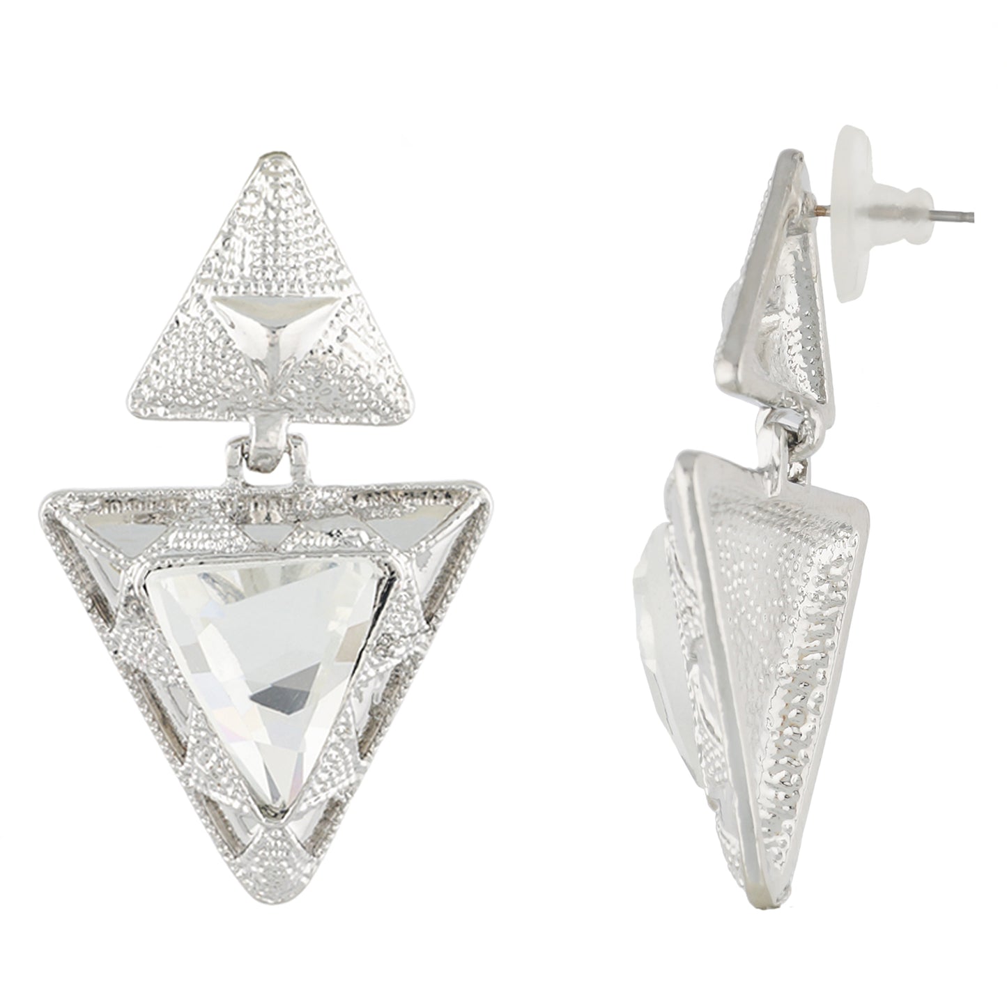 White Colour Triangular Necklace and Earrings for Girls and Women