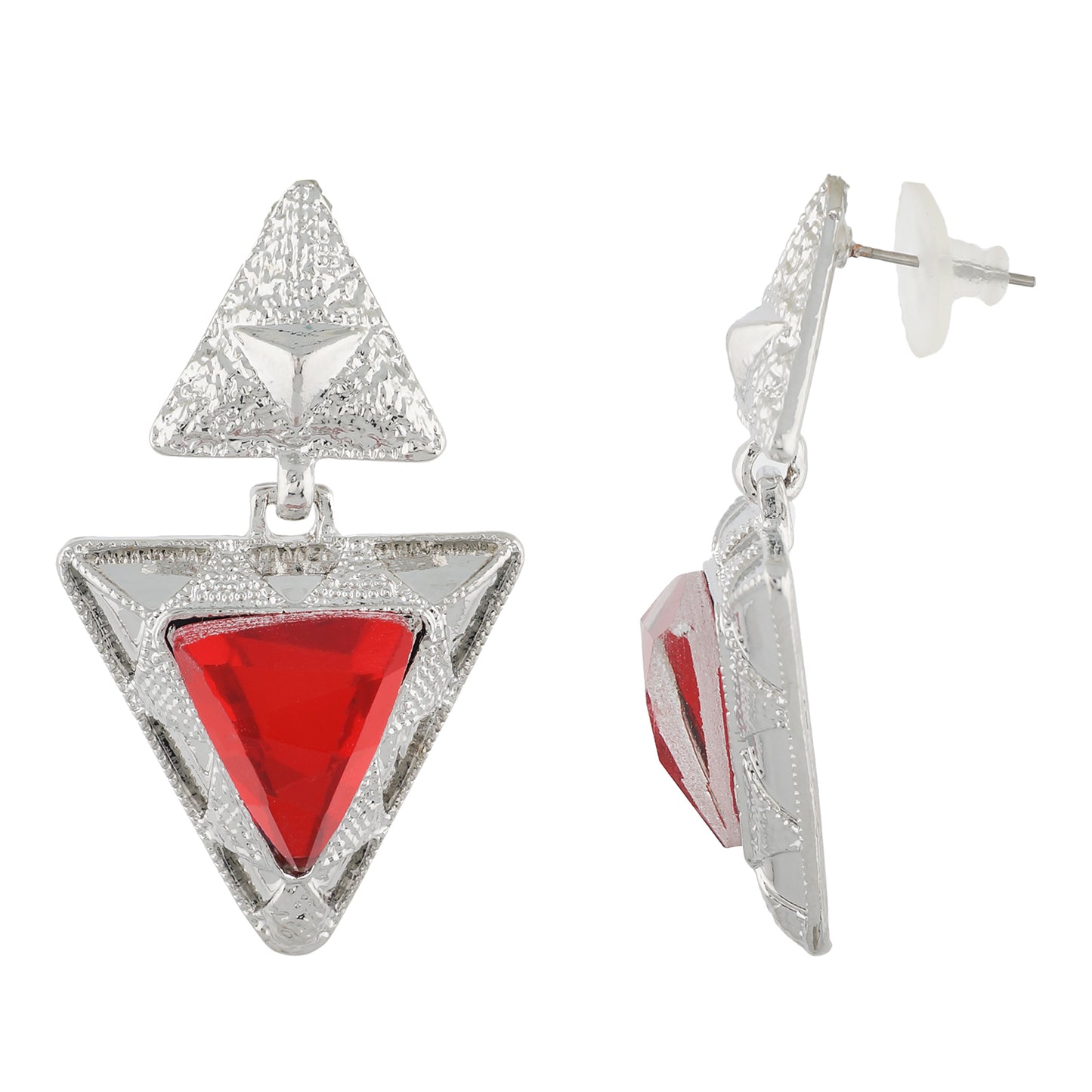Red Colour Triangular Necklace and Earrings for Girls and Women