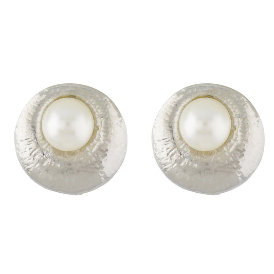 Trendy Silver Colour Round Shape Alloy Clip On Earrings for Girls with Non Pierced Ears