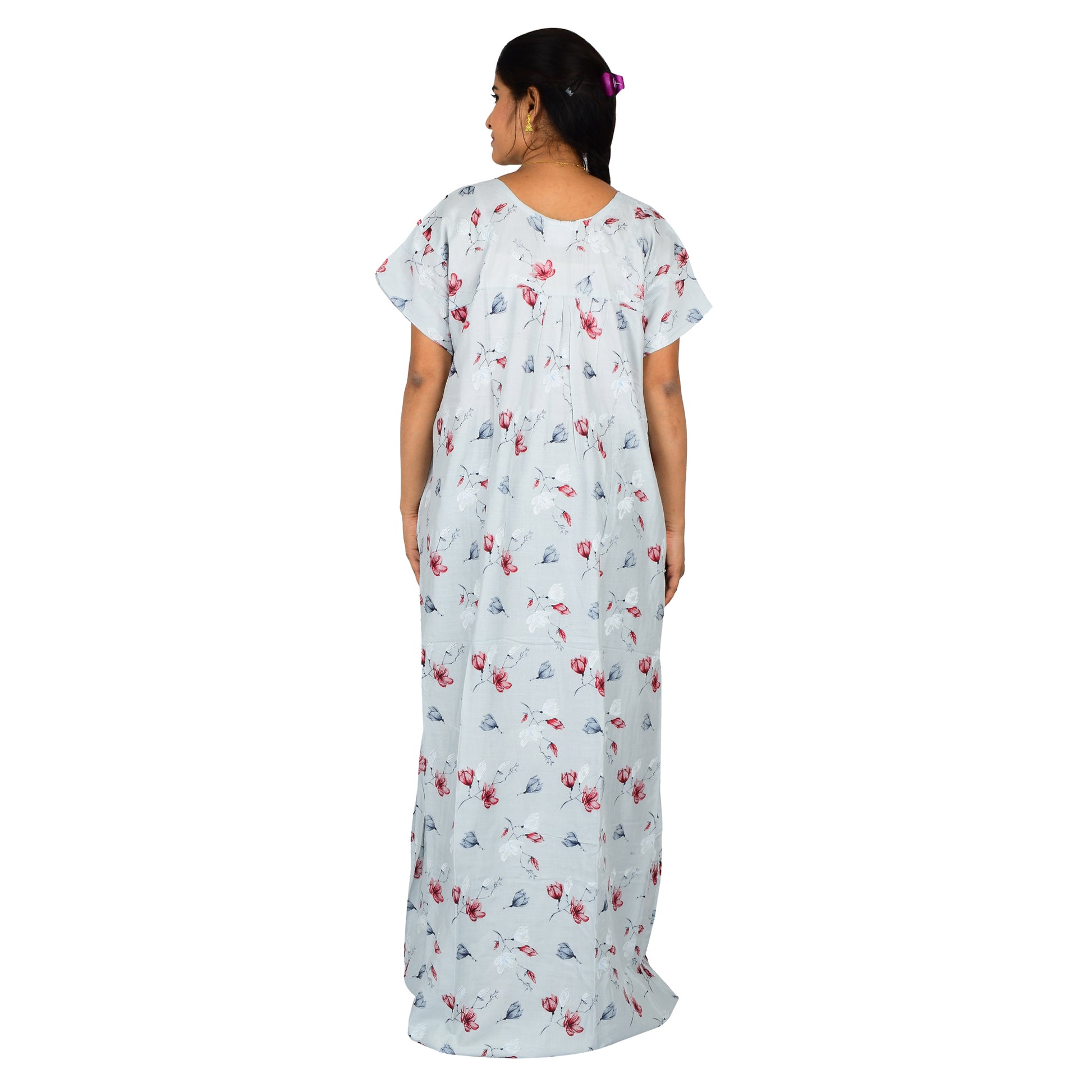 Printed Rayon Nighty For Women - Blue