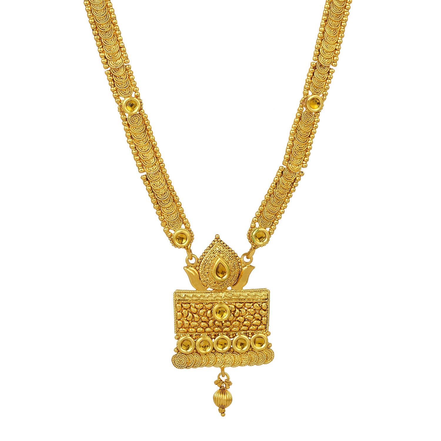 Gold Plated Traditional Long Kundan Necklace and Jhumki Earrings Fashion Jewelry Set for Women and Girls