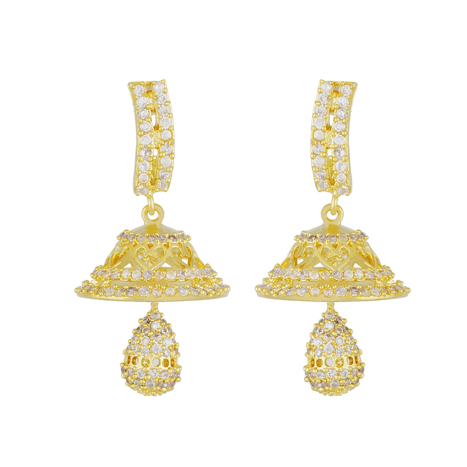 Stylish Gold Plated CZ Copper Jhumki for Ladies and Girls