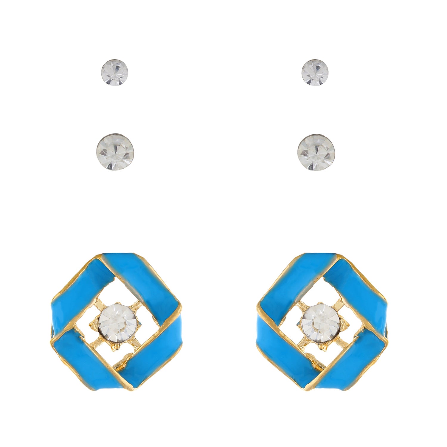 Blue colour Geometrical design  Studs for girls and women