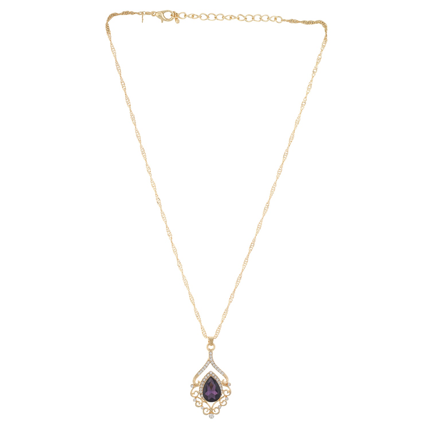 Purple and Gold colour Drop design Pendant Set for girls and women