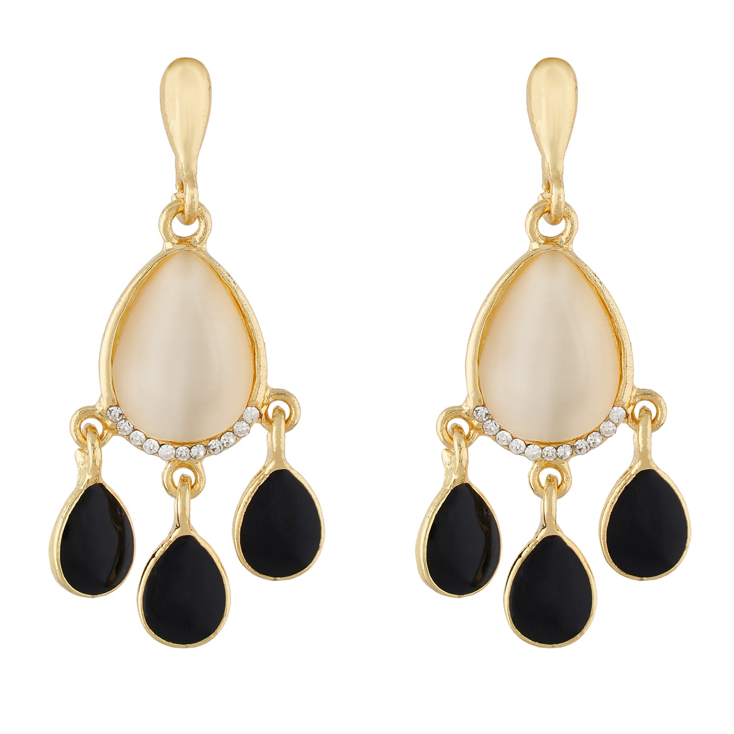 Fashionable Black and Gold Colour Drop Design Earring for Girls and Women
