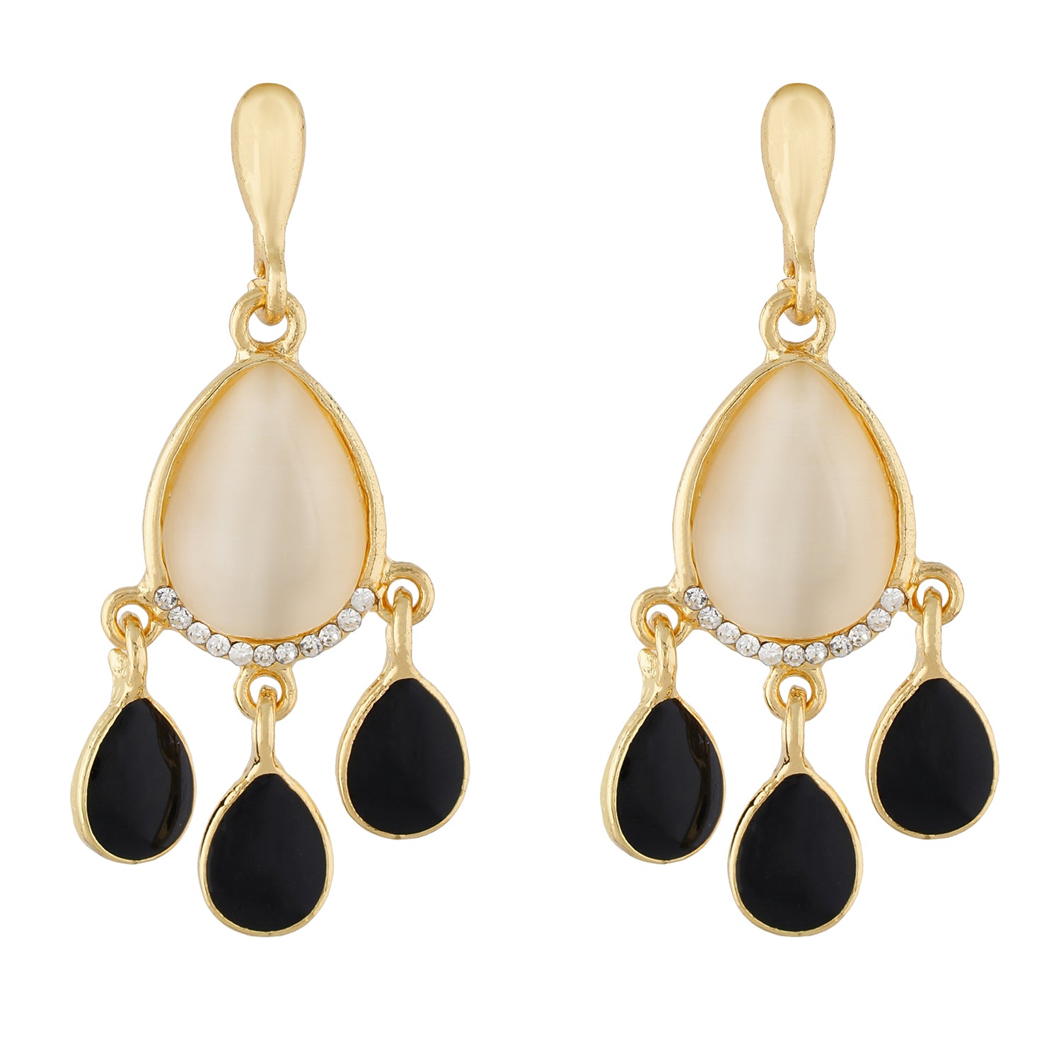 Fashionable Black and Gold Colour Drop Design Earring for Girls and Women