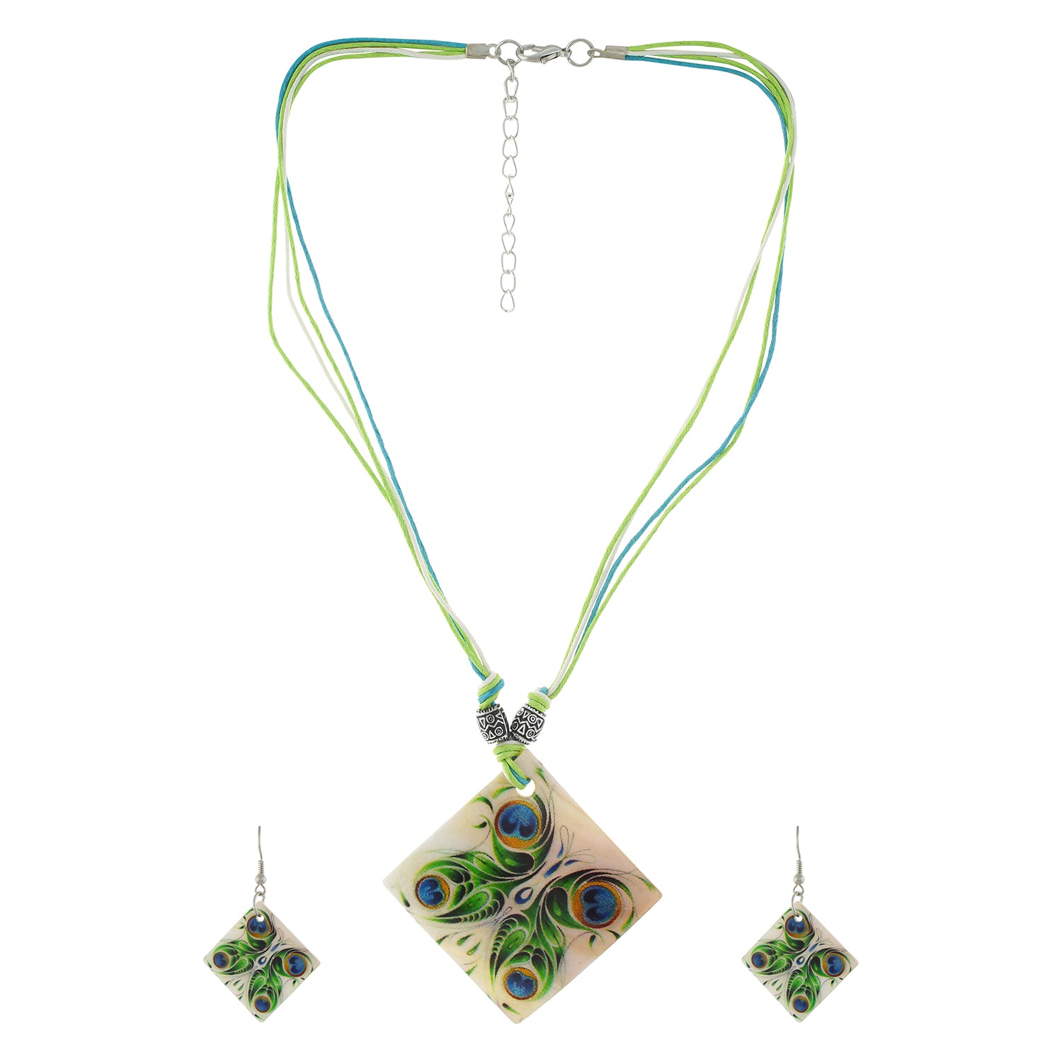Green colour Rhombus design Necklace Set for girls and women