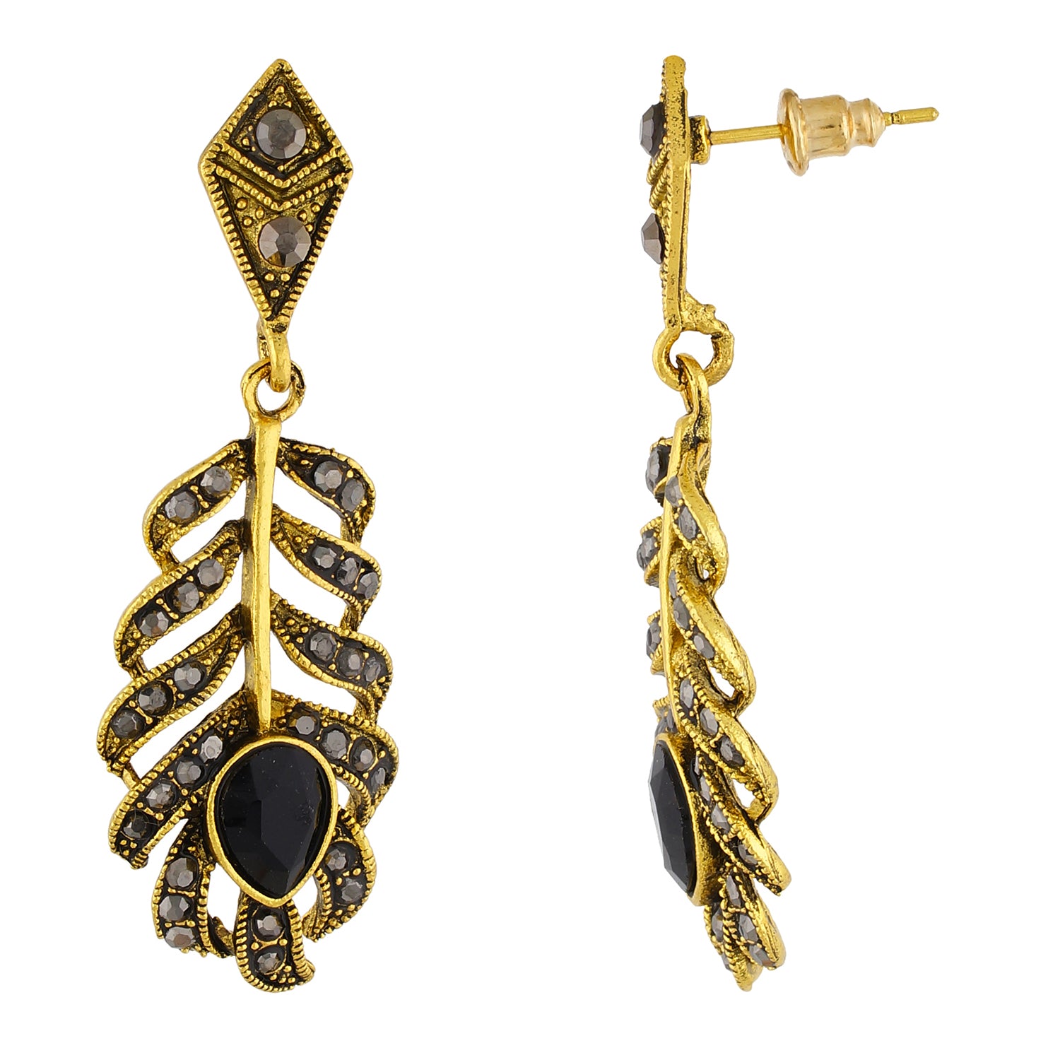 Spectacular Oxide Gold Colour Leaf Shape Earring for Girls and Women