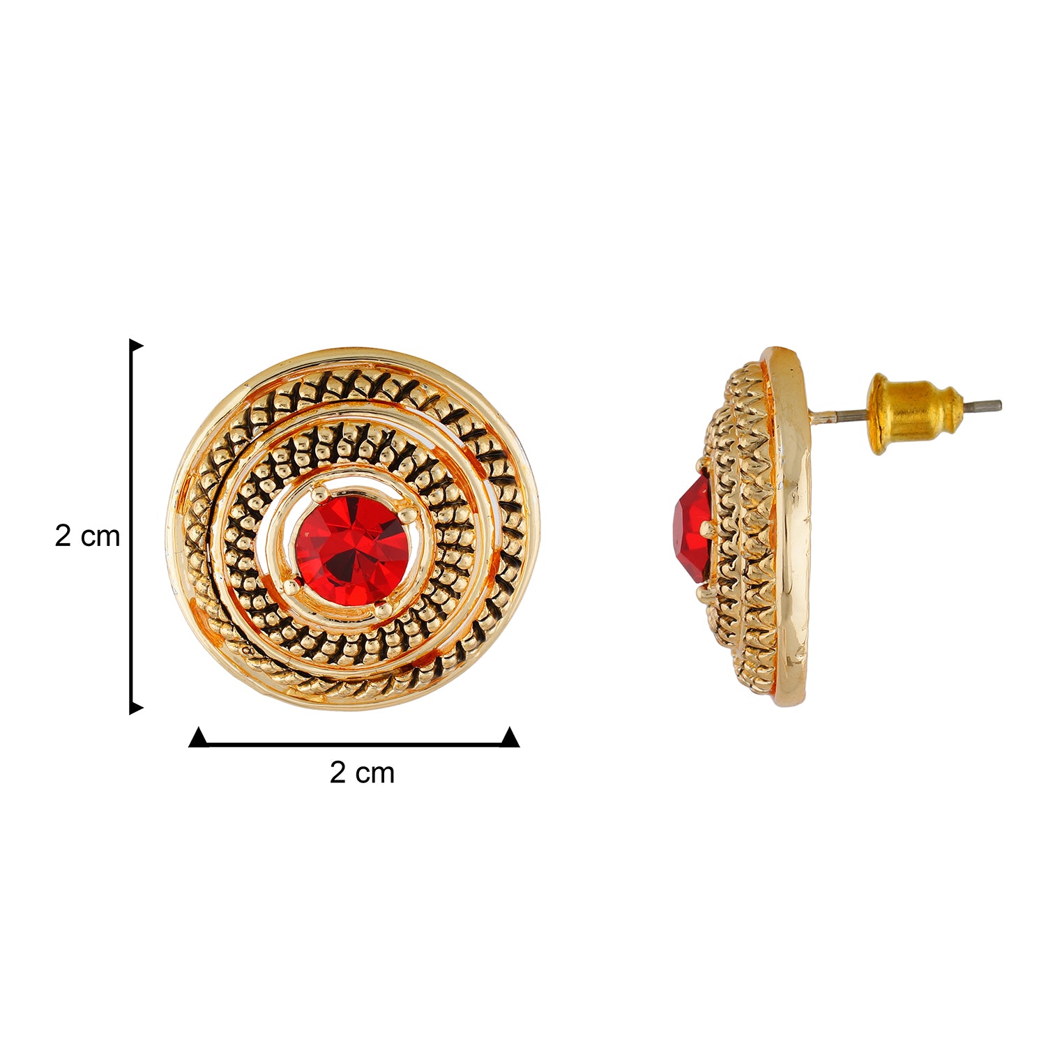 Gorgeous Gold and Red Colour Round Shape Earring for Girls and Women