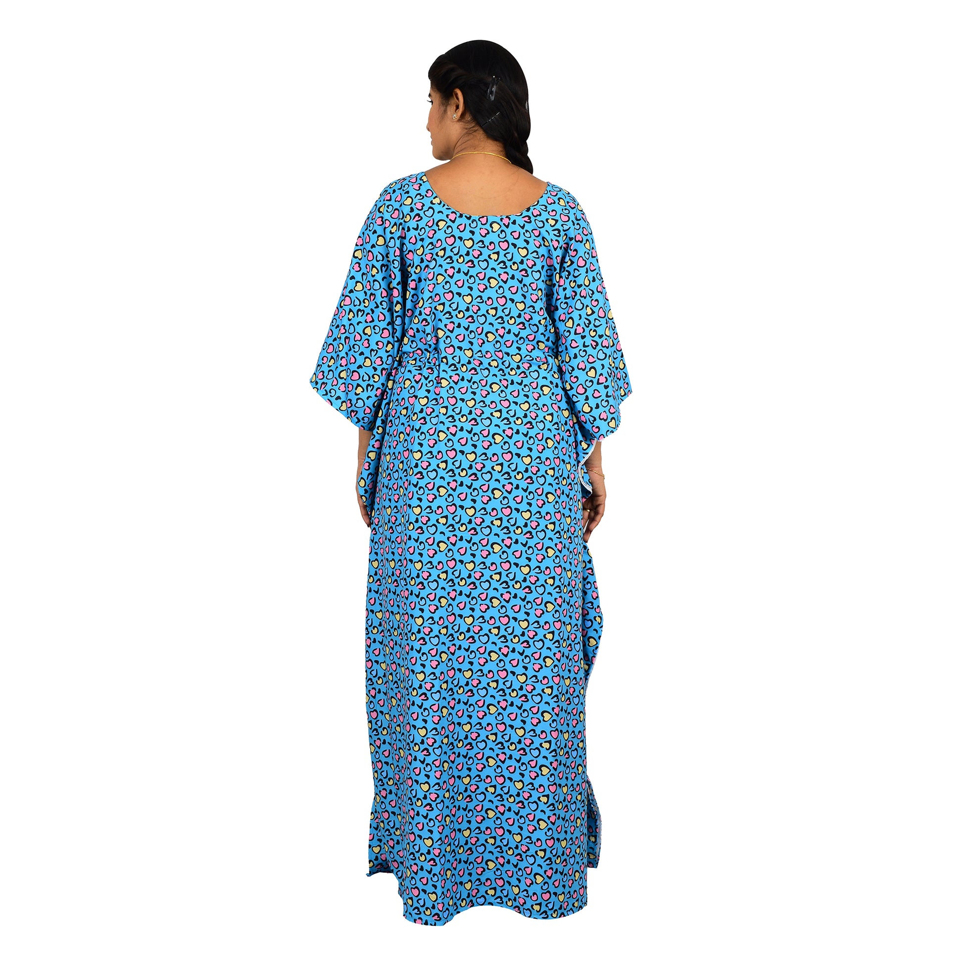 Digital Printed Rayon Blend Kaftan For Women - Blue