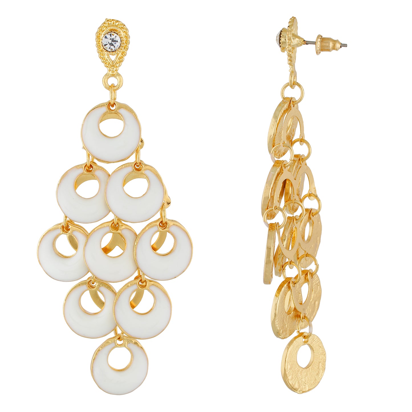 Dashing White and Gold Colour Bunch of Circles Design Earring for Girls and Women