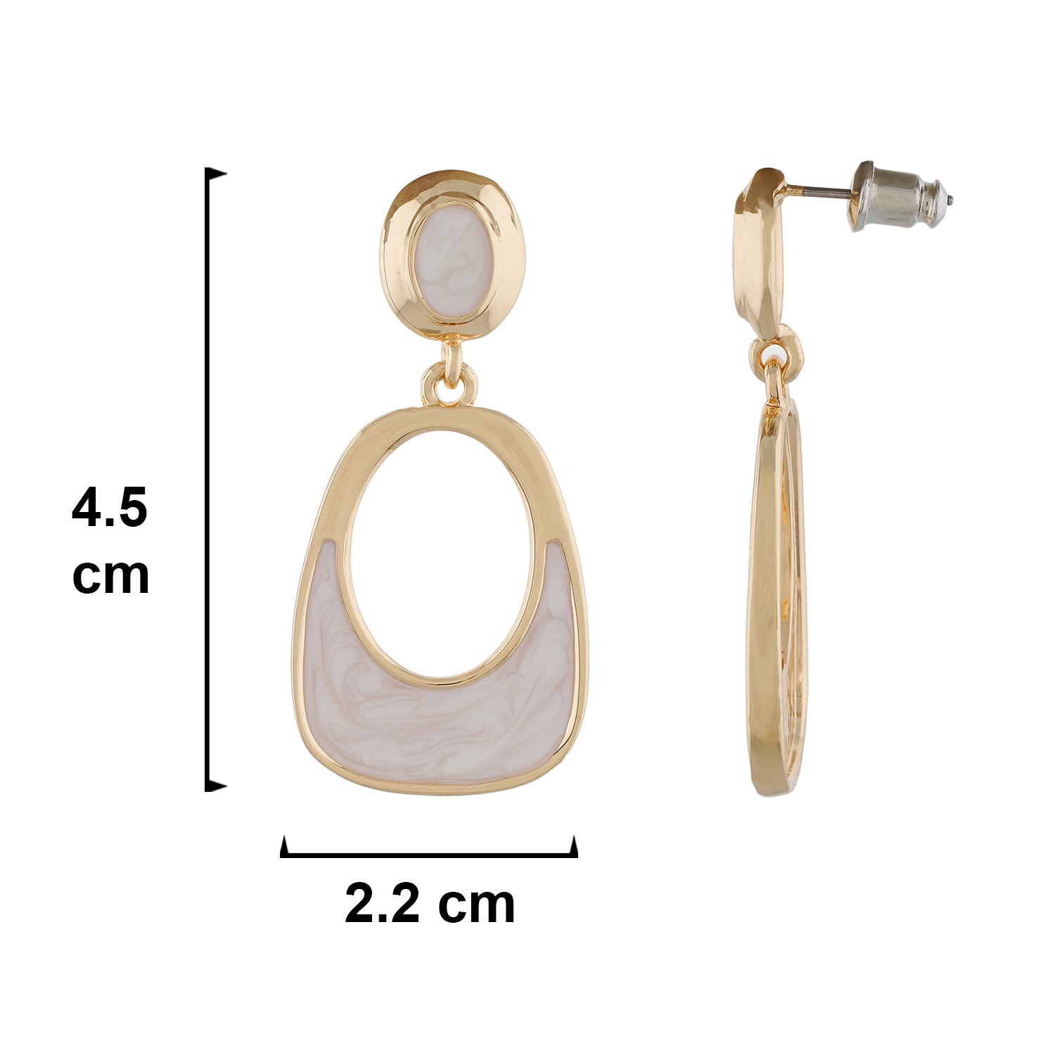 Gold and White colour Geometrical Design Hanging Earrings for Girls and Women