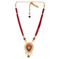 Gold Plated Enameled Kundan Meenakari Beaded Necklace with Earrings Set for Women (Red)