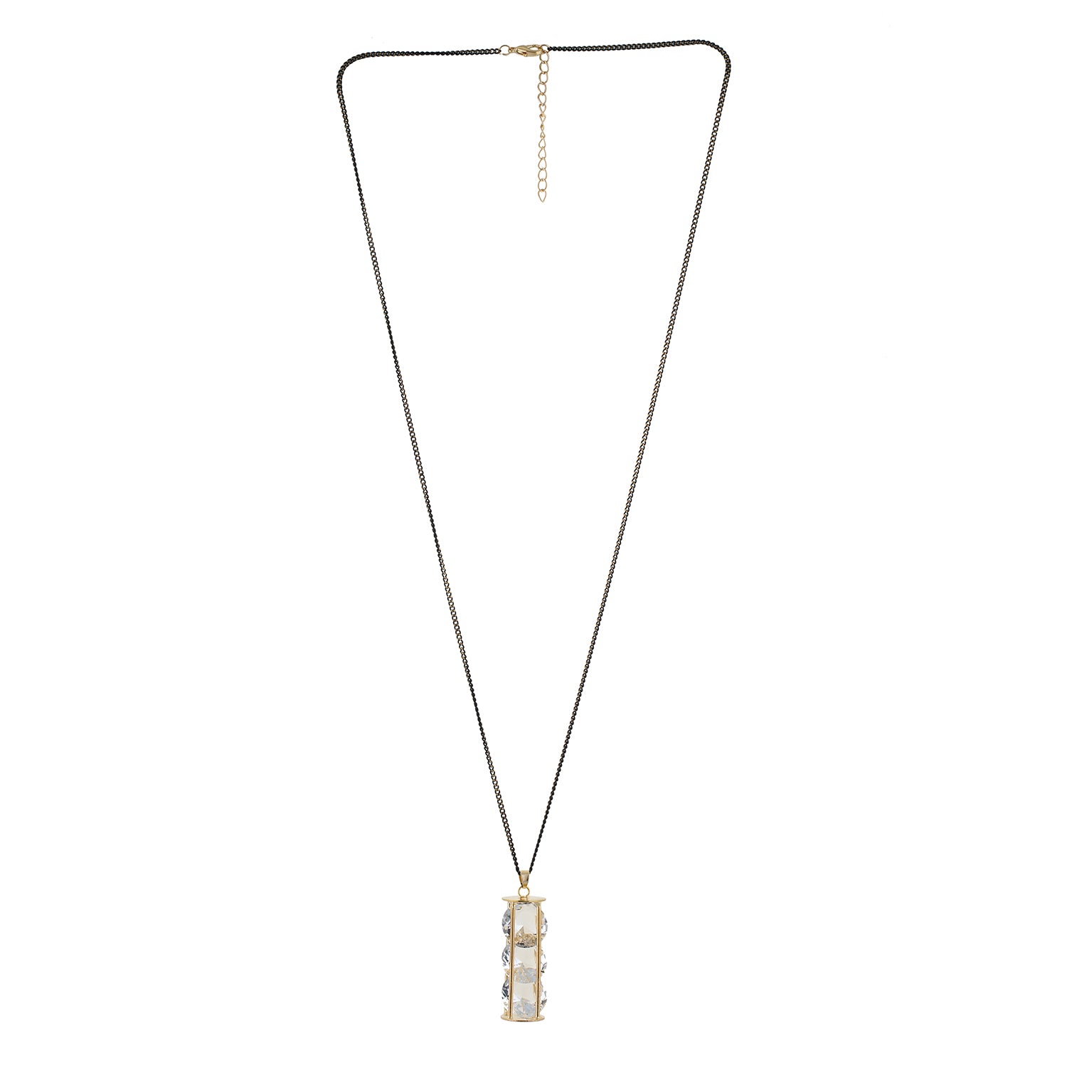 Gold and Grey colour Cylindrical design Pendant with Chain for girls and women