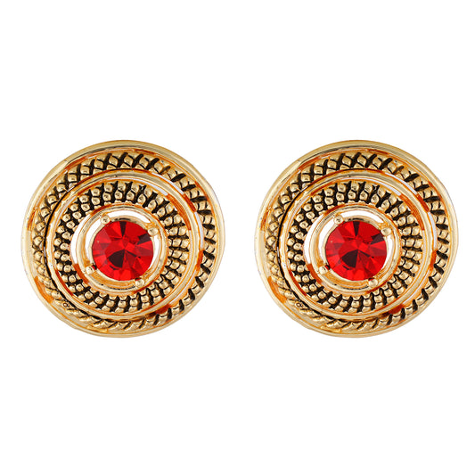 Gorgeous Gold and Red Colour Round Shape Earring for Girls and Women