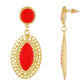 Stylish Red and Gold Colour Oval Shape Enamel Enhanced Earring for Girls and Women