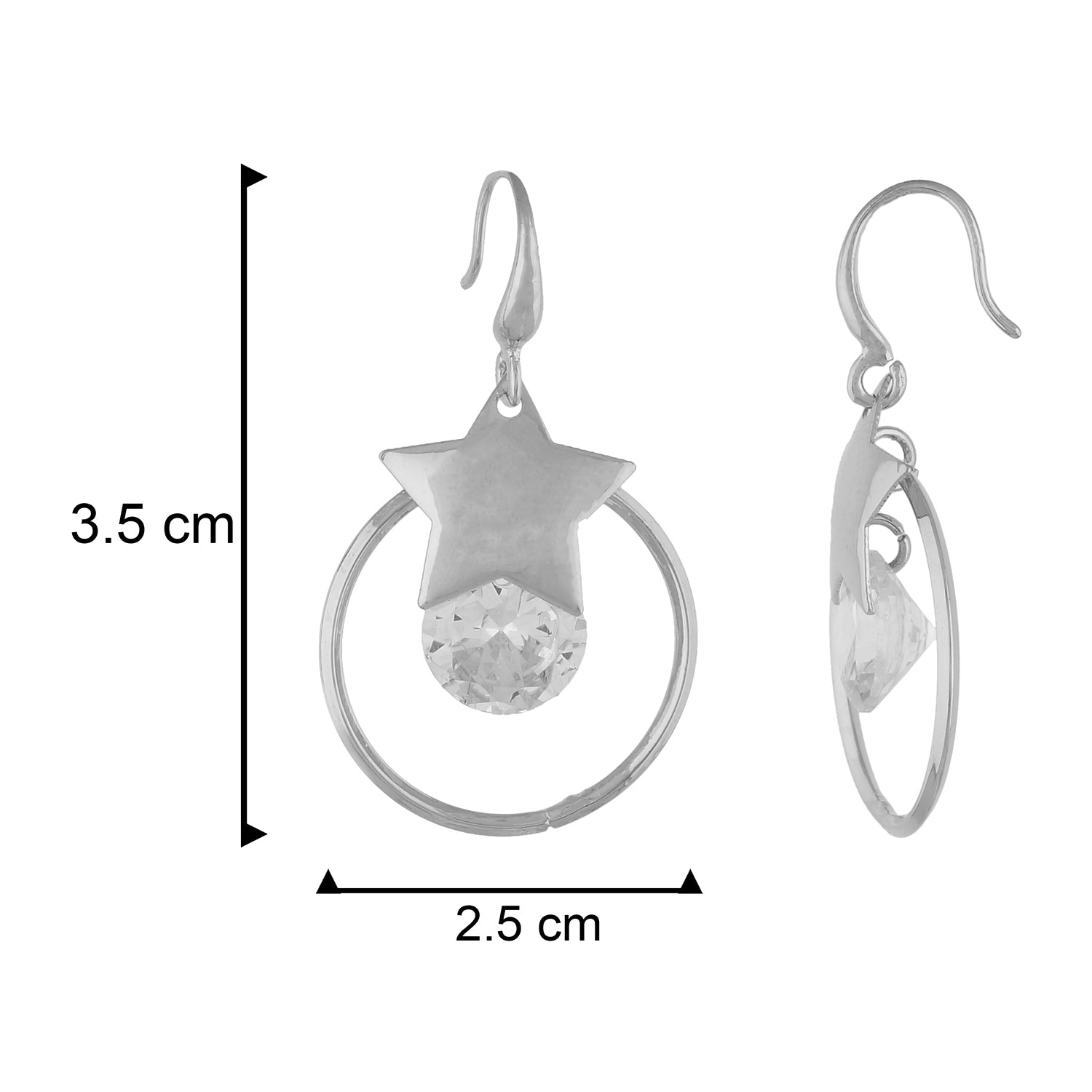 Trendy Silver Colour Star and Round Design Earring for Girls and Women