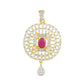 Stylish Gold Plated CZ Copper Pendant Set for Ladies and Girls