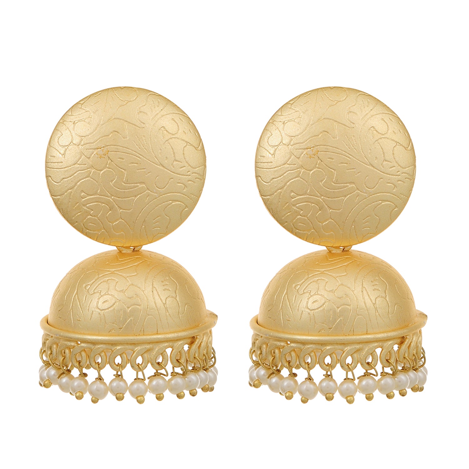 Gold Plated Fashion Designer Earrings Pearl Brass Jhumki for Girls and Women